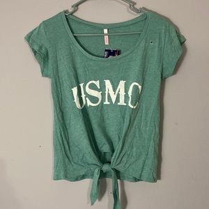 Green USMC cropped tee